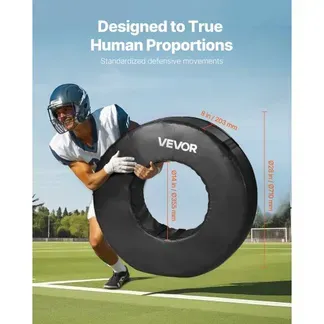 VEVOR Fußball Tackling Dummy, wasserdichter Tackling-Ring aus PVC und hochdichtem Schwamm, Dummies-Trainingsgerät mit Riemen, zum Blocken, Schlagen und Üben, Schwarz, 1 Stk. VEVOR Fußball Tackling Dummy, wasserdichter Tackling-Ring aus PVC und hochdichtem Schwamm, Dummies-Trainingsgerät mit Riemen, zum Blocken, Schlagen und Üben, Schwarz, 1 Stk.