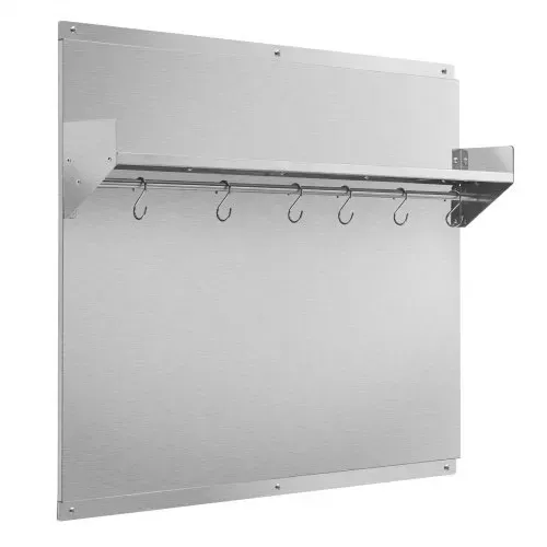 VEVOR Küchenrückwand 76 x 61 cm aus Edelstahl, Wandschutz für Herd und Dunstabzugshaube mit Ablage, Haken und Vorgebohrten Löchern, Robuste Rückwand für Küche, Kochen und Praktische Aufbewahrung – Bild 9