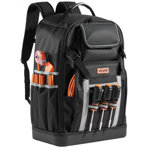 VEVOR Werkzeugrucksack, 56 Taschen, Werkzeug-Aufbewahrungstaschen mit geformtem Boden, Werkzeugtasche, Baustellenrucksack für Baustellen, Elektriker, Industrie, Reparaturen & Heizungstechniker – Bild 9