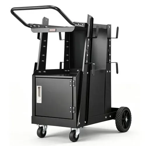 VEVOR Schweißwagen 2 Ablageflächen mit Abschließbarem Schrank Schweißmobil Max. 120kg Schweßgeräte Wagen mit 2 Gasflaschenhalterung Ideal für Handschweißen Schutzgasschweißen Argon-Lichtbogenschweißen – Bild 8