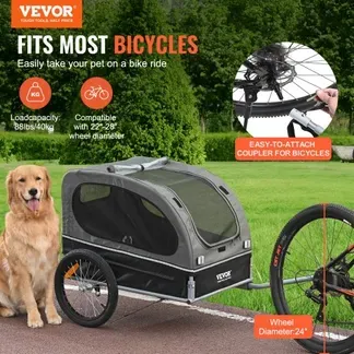 VEVOR Hundeanhänger 40 kg Fahrradanhänger Kohlenstoffstahl + 600D Oxford-Gewebe + PP faltbar 1440 x 720 x 779 mm als Anhänger Gefaltete Größe 760 x 560 x 195 mm Schwarz&Grau VEVOR Hundeanhänger 40 kg Fahrradanhänger Kohlenstoffstahl + 600D Oxford-Gewebe + PP faltbar 1440 x 720 x 779 mm als Anhänger Gefaltete Größe 760 x 560 x 195 mm Schwarz&Grau