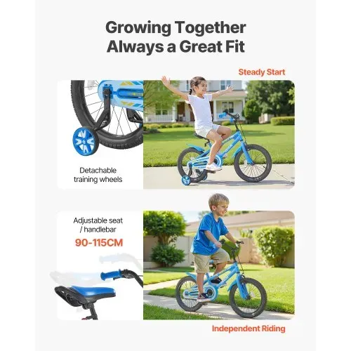 VEVOR Kinderfahrrad, 14 Zoll BMX-Stil-Fahrrad, empfohlene Kindergröße 95-116 cm, Stützräder inklusive, 4-8 Jahren Kinder, Kleinkinderfahrrad für Jungen und Mädchen zum Fahrradlernen, blau – Bild 2