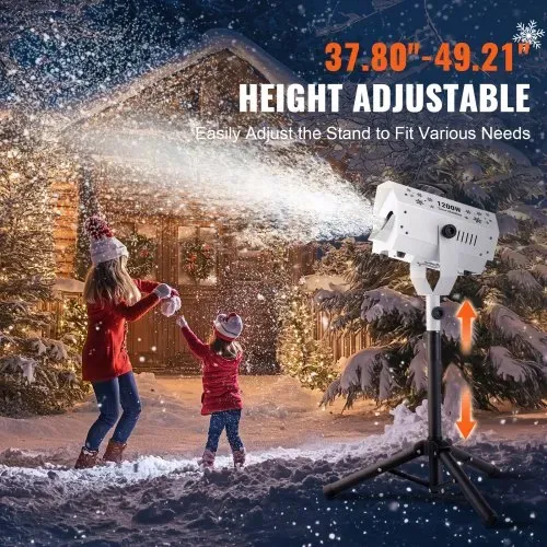 VEVOR Schneemaschine, 1200 W, Schnee Maschine mit höhenverstellbarem Ständer, Schneeflockenmaschine mit kabelloser Fernbedienung, Kunstschneeerzeuger für Weihnachtsfeiern, Hochzeitsbühneneffekte – Bild 2