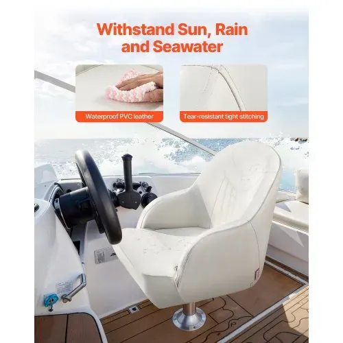 VEVOR Bootssitz Bootsstuhl mit niedriger Rückenlehne hochklappbarer Fischerbootsitz mit verdicktem Schwammkissen & PVC-Leder & ergonomischem Design Bootssitz für Fischerboote Yachten Schiffe weiß VEVOR Bootssitz Bootsstuhl mit niedriger Rückenlehne hochklappbarer Fischerbootsitz mit verdicktem Schwammkissen & PVC-Leder & ergonomischem Design Bootssitz für Fischerboote Yachten Schiffe weiß