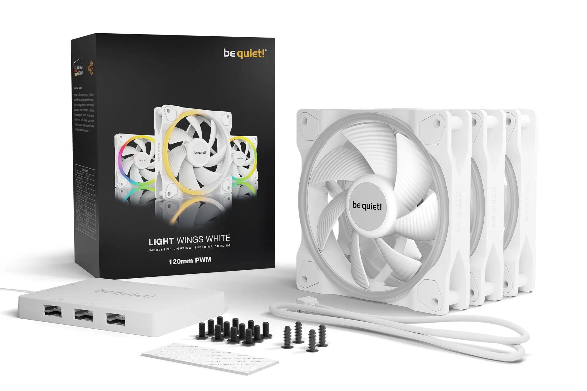 be quiet! Light Wings White | 120mm PWM Triple Pack Computergehäuse Ventilator 12 cm Weiß 3 Stück(e) – Bild 5