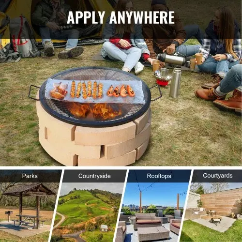 VEVOR X-Marks Feuerstellen-Grillrost, Φ 760 x 25 mm Lagerfeuer-BBQ-Grillrost aus Stahl mit Griff und Stütz-X-Draht, Tragbares Camping-Kochgeschirr für Partys und Zusammenkünfte im Freien, Schwarz – Bild 5