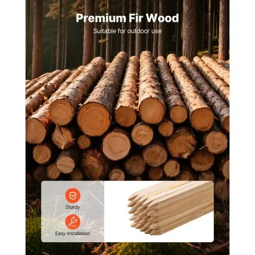 VEVOR Holzpfähle, 25 Stk. 19,05x19,05x1219,2 mm Holzpflöcke, Holzpfosten mit scharfer Spitze, Zaunpfähle aus Tannenholz, Wegweiser für Schlammzäune, Hinterhofbegrenzungen, Grundlinien – Bild 2