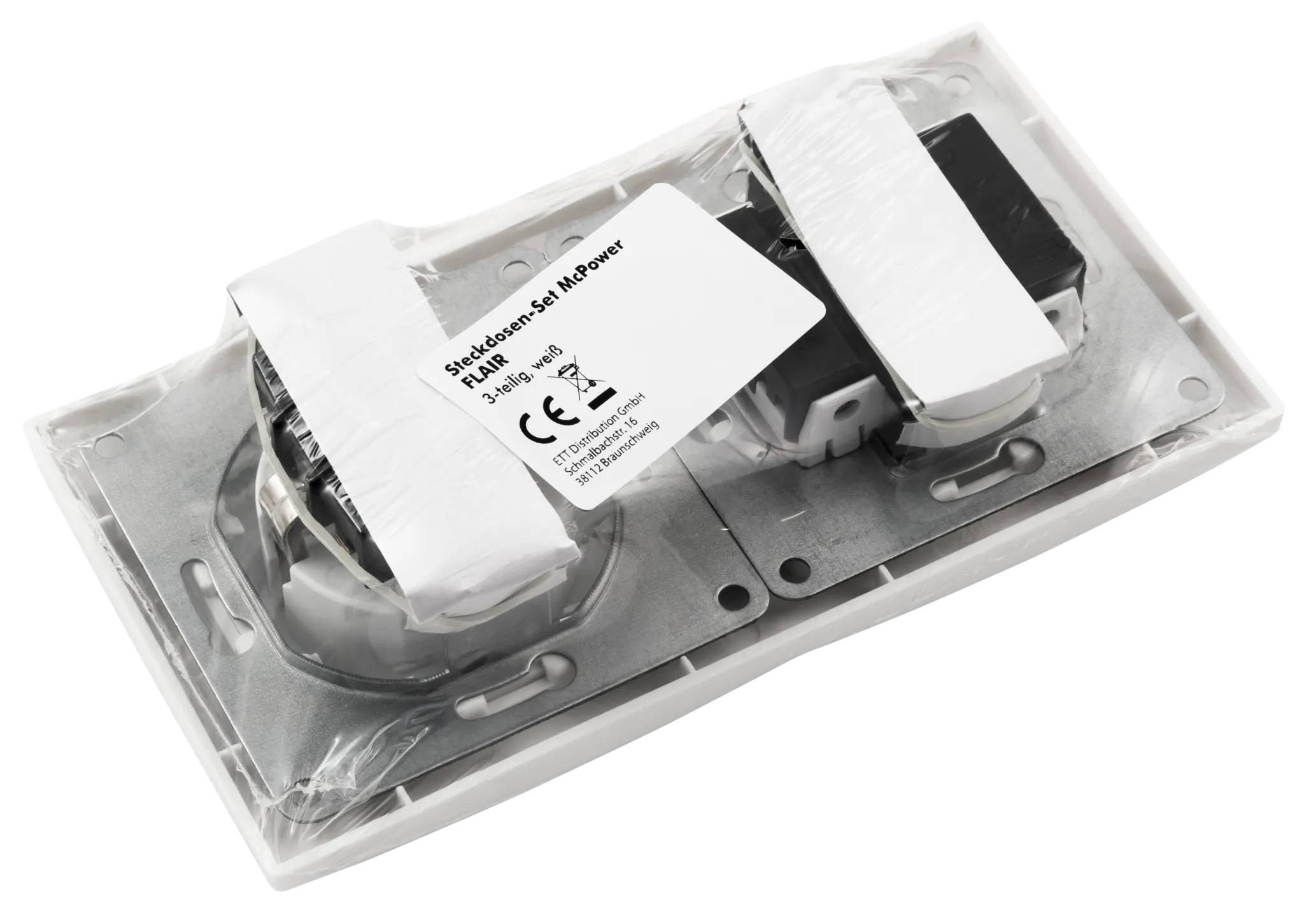 Schalter und Steckdosen Set McPower Flair ''Tür 2-fach Profi'', weiß, 3-teilig, Steckanschluss – Bild 5