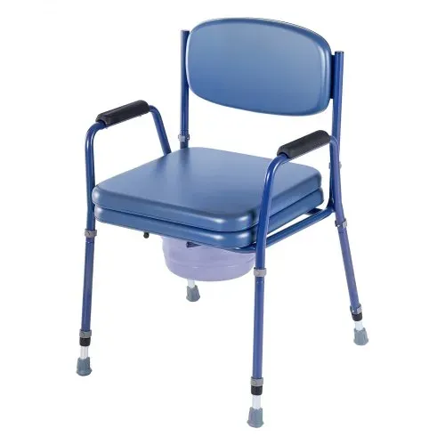 VEVOR Nachttoilettenstuhl 181 kg belastbar, Toilettensitzerhöhung mit gepolsterter Sitzfläche & Rückenlehne, abnehmbarer 5 L Eimer, höhenverstellbarer Toilettenstuhl (815-915 mm) für Erwachsene – Bild 9