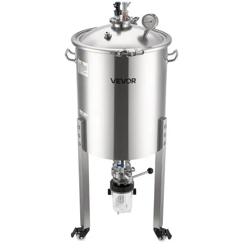 VEVOR konischer Gärbehälter Edelstahl 60 L Gärtank für Heimbrauen, Gärkessel mit konischem Boden & 3 Lenkrollen & Deckel & Griff & Thermometer, Gärfass für Wein- und Biergärung – Bild 9