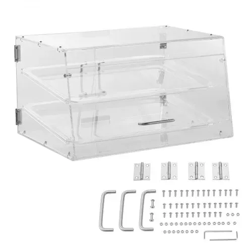 VEVOR 2-stöckige Gebäck-Vitrine, Kommerzielle Tabletts 510 x 350 x 35 mm, Bäckerei-Vitrine, Acryl-Vitrine mit Zugang zur Hintertür und abnehmbaren Regalen, für Donut-Bagels, Kuchen, Kekse usw. – Bild 8