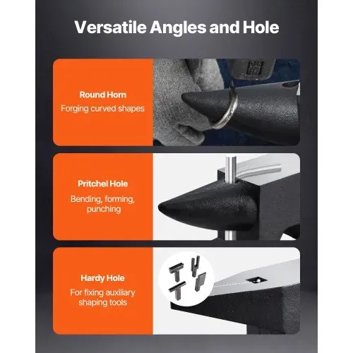 VEVOR Schmiedeamboss 60kgAmboss 67x18,5x21.5cm Amboss Werkzeuge mit Rund- und Flachhorn Schmiede Zubehör Ideal für Heimwerker und Bastler zum Nieten Abflachen Schmieden Formen von Metall – Bild 4