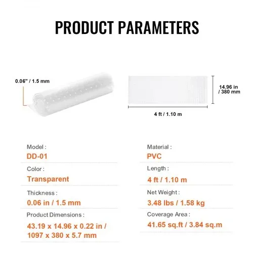 VEVOR Teppichschutz für Haustiere, 38,1 x 1,22 m, kratzfester PVC-Katzenteppichschutz für den Türrahmen, rutschfeste Katzenkratzschutzmatte, leicht zuschneidbarer Kunststoff-Teppichkratzstopper – Bild 6