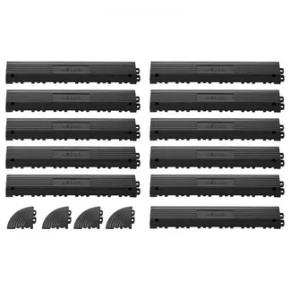 VEVOR 11 Stk. Rampenstück für Garagenboden Belag, 31 x 6 cm Auffahrrampe für Klickfliesen, PP Rampe mit 4 Eckstück Rutsch für Werkstattboden Garagenboden Klickfliesen, NUR für VEVOR Drainagematten VEVOR 11 Stk. Rampenstück für Garagenboden Belag, 31 x 6 cm Auffahrrampe für Klickfliesen, PP Rampe mit 4 Eckstück Rutsch für Werkstattboden Garagenboden Klickfliesen, NUR für VEVOR Drainagematten