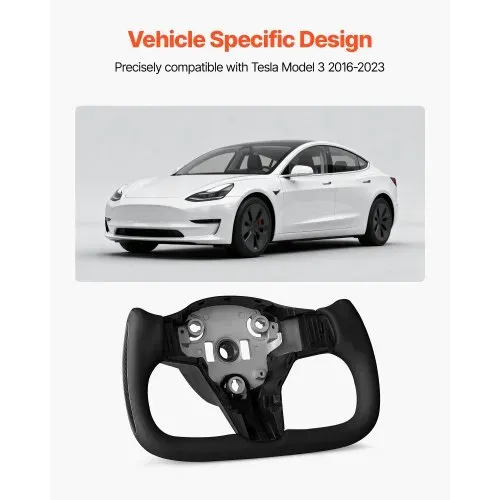 VEVOR Lenkrad für Tesla Model 3 (2016–2023), Volant aus Kohlefaser D-förmig, unten abgeflacht, mit Heizfunktion, Ledergriff mit rutschfester Oberfläche, Ersatzteil für Model 3, Schwarz VEVOR Lenkrad für Tesla Model 3 (2016–2023), Volant aus Kohlefaser D-förmig, unten abgeflacht, mit Heizfunktion, Ledergriff mit rutschfester Oberfläche, Ersatzteil für Model 3, Schwarz