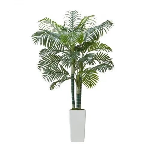 VEVOR Künstliche Areca-Palme, 1,8 m, künstliche tropische Palmenpflanzen mit weißem, hohem Pflanzgefäß, Kunstseidenpflanze im Topf, Kunstbaum für Veranden, Wohnzimmer, Terrassen Zuhause, Büro – Bild 8