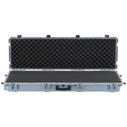 VEVOR Waffenkoffer mit Hartschale für Langwaffen, abschließbarer Gewehrkoffer mit vorgeschnittenen Schaumstoffen, Langwaffenkoffer Waffenaufbewahrung rollbar IP67 wasserfest, 139,1 x 43,5 x 18,8 cm Grau – Bild 8