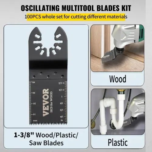VEVOR 100x Multitool Sägeblätter Oszillierendes Zubehör Set HCS+Edelstahl Multitool Segmentsägeblatt 1-3/8 Zoll Multifunktionswerkzeug Zubehör Set 45-47 HRC – Bild 3