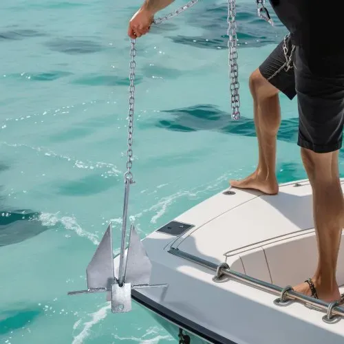 VEVOR Fluke-Ankerset Feuerverzinkter Fluke-Anker aus Stahl mit 2,4 m Kette, 30,8 m Seil und zwei 11 mm Schäkeln, Bootsanker für kleine Schiffe unter 9,14 m, Meere, Flüsse und Küsten 6kg – Bild 7