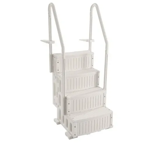 VEVOR Poolleiter, Kunststoff-Pooltreppe mit 2 Handläufen, 4 rutschfesten Stufen, 180 kg Tragkraft, Schwimmbadtreppe für 122-137 cm große Einbaupools, Terrasse, Haus, Innen, Außen, Weiß – Bild 8