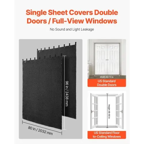 VEVOR 2er-Pack Sounddecke, Schalldämpfungsdecken, 2438x2032 mm, extra große Akustikdecke mit Ösen, Studio-Ösendecke mit Baumwollfüllung, für Fenster, Türen, Lichtblocker, Musikaufnahmen – Bild 4