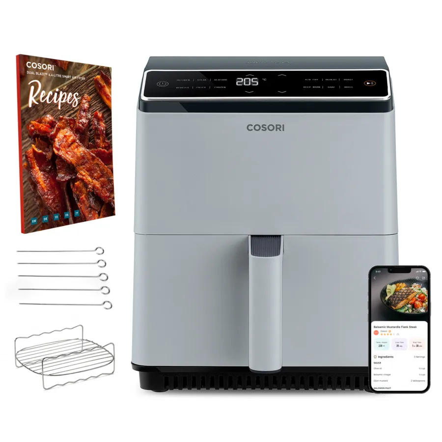 Cosori Dual Blaze Einzelbild 6,4 l Eigenständig 1750 W Heißluftfritteuse Hellgrau Cosori Dual Blaze Einzelbild 6,4 l Eigenständig 1750 W Heißluftfritteuse Hellgrau