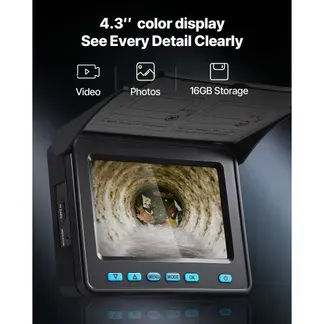VEVOR Rohrkamera, 20 m Reichweite, 720×480 Kanalkamera, IP68 wasserdichte Rohrinspektionskamera mit 6 einstellbare LEDs, 4500-mAh-Akku & 16-GB-Speicherkarte für Abwasserleitungen & -rohre VEVOR Rohrkamera, 20 m Reichweite, 720×480 Kanalkamera, IP68 wasserdichte Rohrinspektionskamera mit 6 einstellbare LEDs, 4500-mAh-Akku & 16-GB-Speicherkarte für Abwasserleitungen & -rohre