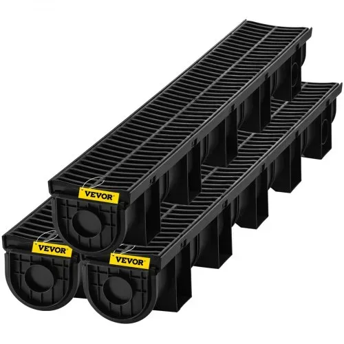 VEVOR Dachrinnen-Set, 3er-Pack, Entwässerungsrinne, HDPE-Kunststoff-Gitterrost-Grabenentwässerungssystem 15x13x100cm, mit 3 Endkappen, Steckverbindung, für Gartenablauf, Auffahrt, Pool, Gehweg – Bild 9