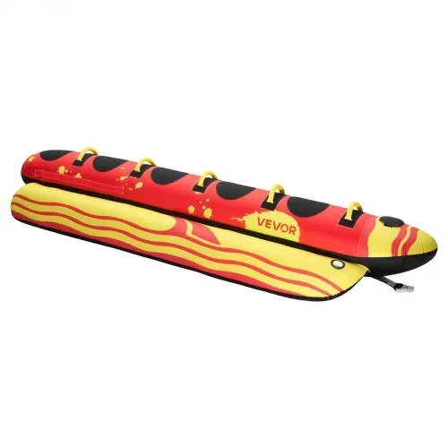 VEVOR Towable Funtube für 5 Personen, Aufblasbares Wasser Tube bis 385 kg Belastung, 5-Sitzer Schlauchboot mit Robustem Nylon-Überzug, Gepolsterten Haltegriffen & Sicherheitsventil, Wassersport-Spaß – Bild 9