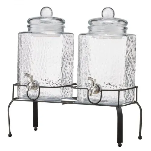 VEVOR Getränkespender (2 x 5,5 L) für Partys Saftspender (aus Glas) mit tropfsicherem Zapfhahn & Metallständer Wasserspender für Restaurants Partys, Limonade selbstgemachte Getränke Spender – Bild 9