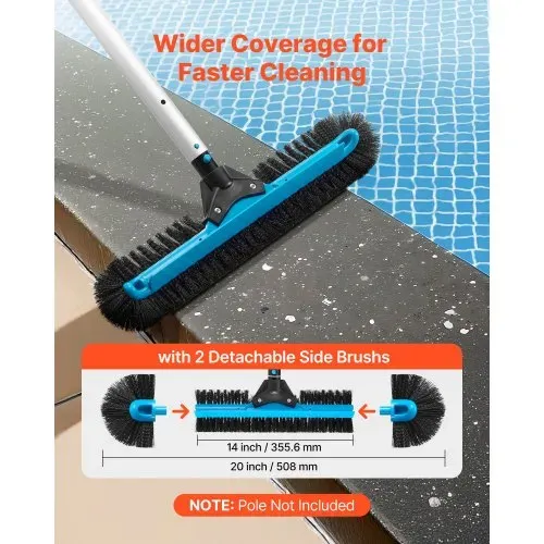 VEVOR Pool-Bürstenkopf Scheuerbürsten (508 mm) mit Nylonborsten & Aluminium-Stangenverbinder, Bürstenkopf zum Reinigen von Wänden von eingelassenen/oberirdischen Schwimmbecken, (ohne Stange) – Bild 2