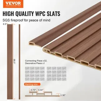 VEVOR Akustikpaneele 8er-Set, Akustikplatten, 2450 x 166 mm, WPC-Akzent-Holzwandpaneele für moderne Innenwände, Kunstholz-Wandplatten für stilvolles Dekor und Geräuschreduzierung, Graueiche VEVOR Akustikpaneele 8er-Set, Akustikplatten, 2450 x 166 mm, WPC-Akzent-Holzwandpaneele für moderne Innenwände, Kunstholz-Wandplatten für stilvolles Dekor und Geräuschreduzierung, Graueiche