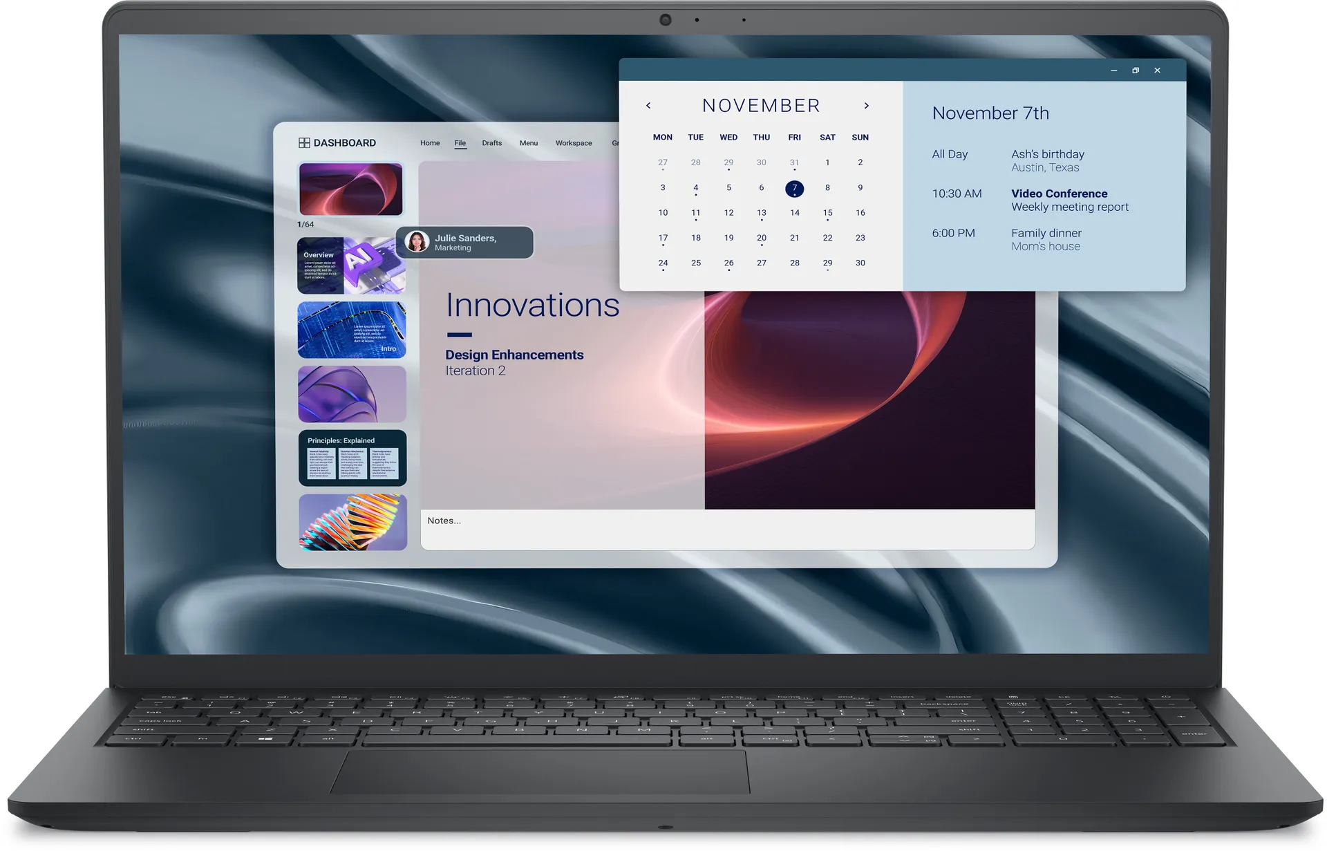 DELL Pro 15 Essential PV15255 AMD Ryzen™ 3 7320U Laptop 39,6 cm (15.6") Full HD 8 GB LPDDR5-SDRAM 512 GB SSD Wi-Fi 5 (802.11ac) Windows 11 Pro Deutsch Schwarz – Bild 2