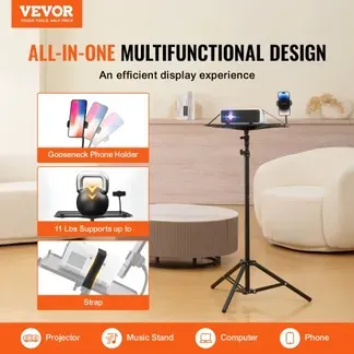 VEVOR Projektorständer Laptopständer-Stativ, höhenverstellbar von 685 bis 1600 mm, tragbares Projektor-Stativ mit Ablage & Schwanenhals-Telefonhalter, für Filme im Freien Büro zu Hause 5 kg belastbar VEVOR Projektorständer Laptopständer-Stativ, höhenverstellbar von 685 bis 1600 mm, tragbares Projektor-Stativ mit Ablage & Schwanenhals-Telefonhalter, für Filme im Freien Büro zu Hause 5 kg belastbar