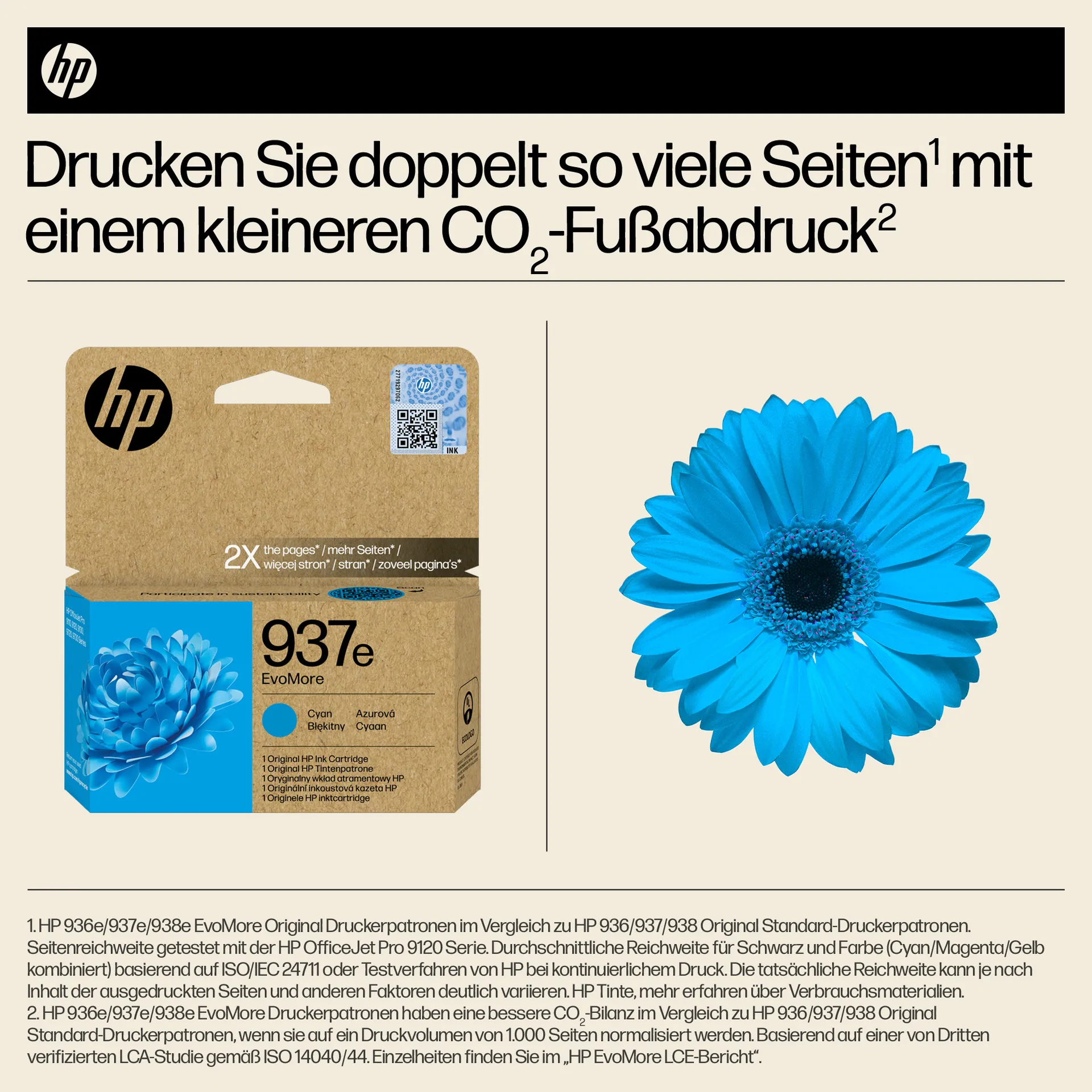 HP 937e EvoMore Cyan Original Druckerpatrone – Bild 2