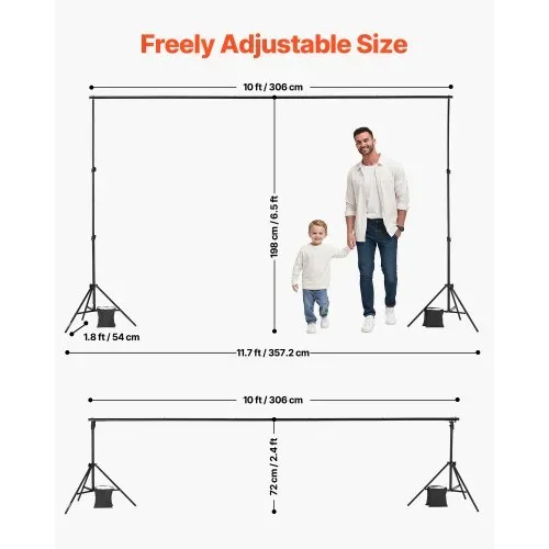 VEVOR Hintergrundständer verstellbares Fotohintergrundständer (Hintergrundtuch: 198 x 300 cm), tragbarer Hintergrundständer mit 5 Stangen, Bildschirmständer für Produktfotografie Studiofotografie – Bild 2