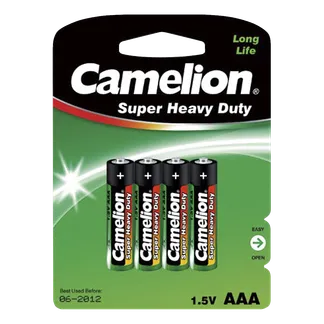 Micro-Batterie CAMELION Super Heavy Duty 1,5 V, Typ AAA, 4er-Blister Micro-Batterie CAMELION Super Heavy Duty 1,5 V, Typ AAA, 4er-Blister