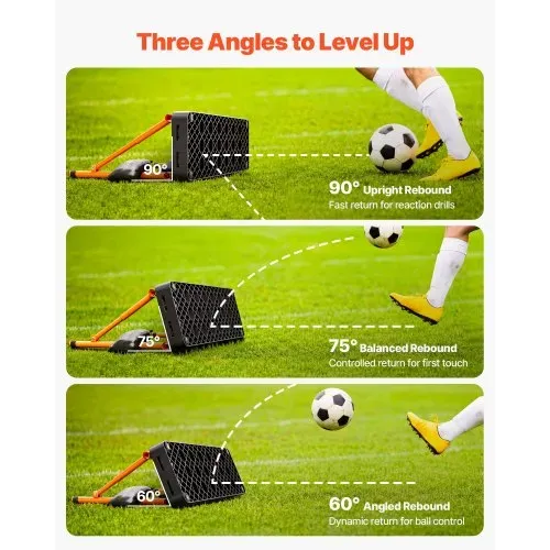 VEVOR Fußball Rebound Board 95 x 25 cm, Prellwand Brett Tragbar mit Doppeloberflächen und 3 Verstellbaren Winkeln, Fußballprellwand aus PP, Balltrainingsgerät für Pass- und Reaktionsübungen – Bild 2