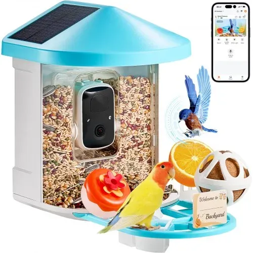 VEVOR Intelligenter Vogelfutterspender mit Kamera, 2K HD KI identifiziert über 10.000 Vogelarten, solarbetriebene Vogelbeobachtungskamera mit automatischer Aufnahme und sofortiger Benachrichtigung, kabelloses Outdoor-Geschenk für Vogelliebhaber (3 Solarmodule) VEVOR Intelligenter Vogelfutterspender mit Kamera, 2K HD KI identifiziert über 10.000 Vogelarten, solarbetriebene Vogelbeobachtungskamera mit automatischer Aufnahme und sofortiger Benachrichtigung, kabelloses Outdoor-Geschenk für Vogelliebhaber (3 Solarmodule)