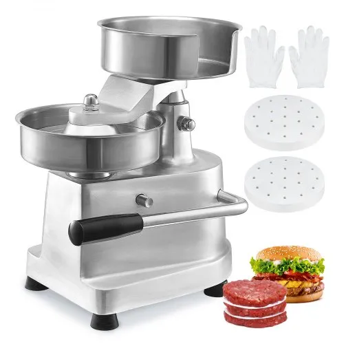 VEVOR Kommerzieller Burger-Patty-Maker, 150 mm/6 Zoll Hamburger-Rindfleisch-Patty-Maker, robuste, lebensmittelechte Edelstahlschüssel-Burgerpresse, Küchen-Fleischformmaschine mit 1000 Stück Patty-Papi VEVOR Kommerzieller Burger-Patty-Maker, 150 mm/6 Zoll Hamburger-Rindfleisch-Patty-Maker, robuste, lebensmittelechte Edelstahlschüssel-Burgerpresse, Küchen-Fleischformmaschine mit 1000 Stück Patty-Papi