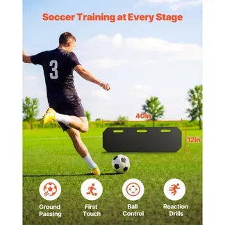 VEVOR Fußball Rebound Board 100 x 30 cm, Prellwand Brett Tragbar mit 3 Verstellbaren Winkeln Bodenanker, Fußballprellwand aus HDPE, Balltrainingsgerät für Pass- und Reaktionsübungen Kickback-Trainer VEVOR Fußball Rebound Board 100 x 30 cm, Prellwand Brett Tragbar mit 3 Verstellbaren Winkeln Bodenanker, Fußballprellwand aus HDPE, Balltrainingsgerät für Pass- und Reaktionsübungen Kickback-Trainer