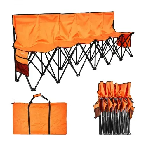 VEVOR tragbare Mannschaftsbank Sitzbank Campingbank (6 Personen) mit Seitentaschen & Tragetasche, Klappbank mit Rückenlehne, Seitenbank Sportbank für Fußball Baseball Outdoor-Aktivitäten Orange VEVOR tragbare Mannschaftsbank Sitzbank Campingbank (6 Personen) mit Seitentaschen & Tragetasche, Klappbank mit Rückenlehne, Seitenbank Sportbank für Fußball Baseball Outdoor-Aktivitäten Orange