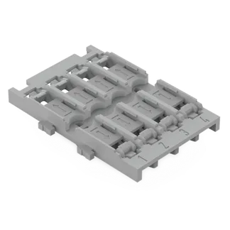 Befestigungsadapter WAGO, 4-fach, für Durchgangsverbinder mit Hebel,Rastfuß,grau Befestigungsadapter WAGO, 4-fach, für Durchgangsverbinder mit Hebel,Rastfuß,grau