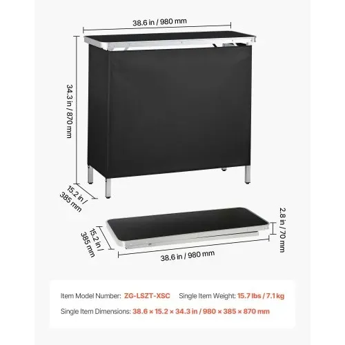 VEVOR Messetheke Klappbar, 980x385x870 mm, Empfangstheke mit Tragetasche, Ablagefach, Rezeptionstheke, Messestand, Bartisch, Faltbare Mobile Barstation für Veranstaltungen, Partys & Messen – Bild 6