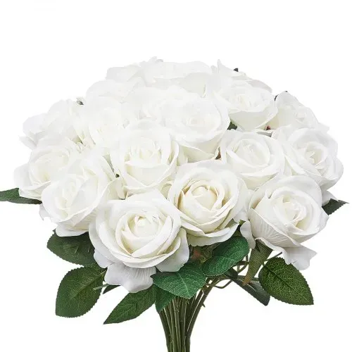 VEVOR Künstliche Blumen Rosen, 120 Stück Kunstblumen, Weiße Gefälschte Rose mit Stielen, Schaumrosen für DIY Hochzeit Blumensträuße Braut Valentinstag Muttertag Zuhause Dekoration – Bild 8