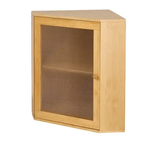 VEVOR Eck-Brotkasten 2 Ebenen Acrylfenster Brotbox 321x321x427mm Bambusholz Ideal für Bagels, Muffins & Selbstgebackenes Brot, Magnetverschluss & 3-Stufig Höhenverstellbarer Einlegeboden, Belüftet – Bild 8