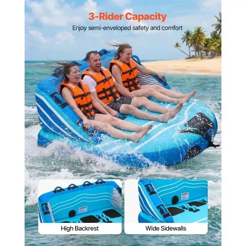VEVOR Towable Tube für Boote, Wassersport-Schleppreifen für 3 Personen, bis 231 kg Tragfähigkeit, mit 2 Zugpunkten, Nylonhülle, Gepolsterten Griffen und Sicherheitsventil, für Seen, Flüsse, Blau VEVOR Towable Tube für Boote, Wassersport-Schleppreifen für 3 Personen, bis 231 kg Tragfähigkeit, mit 2 Zugpunkten, Nylonhülle, Gepolsterten Griffen und Sicherheitsventil, für Seen, Flüsse, Blau
