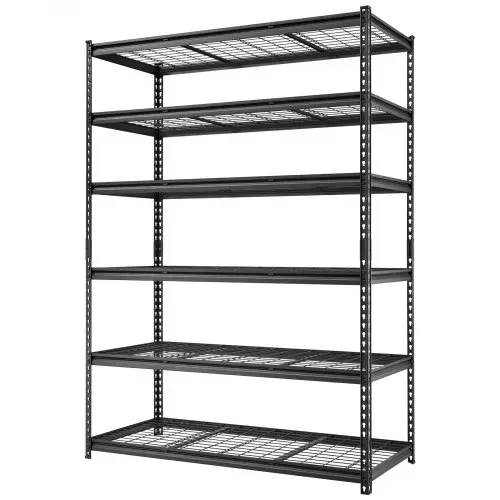 VEVOR Lagerregal 6-Stöckig Drahtregal 1400x612x1958mm mit 1633kg Tragkraft, Gitterregal für Lager Garage Werkstatt Zuhause, Stahlkonstruktion, Regalböden Höhenverstellbar, Drahtgitterpaneele, Schwarz – Bild 8