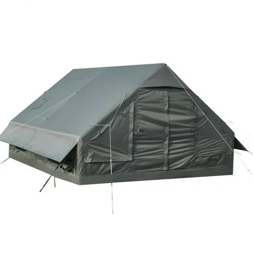 VEVOR Aufblasbares Campingzelt Familienzelt Luftzelt 5-8 Personen Grün, für Outdoor-Aktivität Wasserabweisendes 420D Oxford-Gewebe mit Dachfenster Ofenrohrdurchführung Netzfenster & Tragetasche – Bild 9