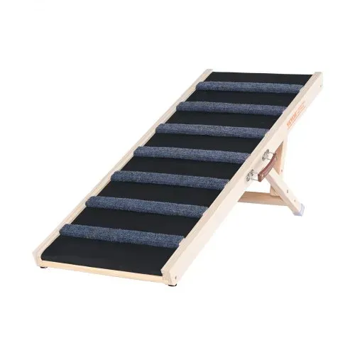 VEVOR Hunderampe 1m lang Hundetreppe mit 7 Querstangen Hundeautorampe aus Kiefernholz Gummi Hundeeinstiegshilfe 5-stufige Höheneinstellungen Tierrampe ca. 45kg Tragfähigkeit für große kleine Hunde – Bild 10